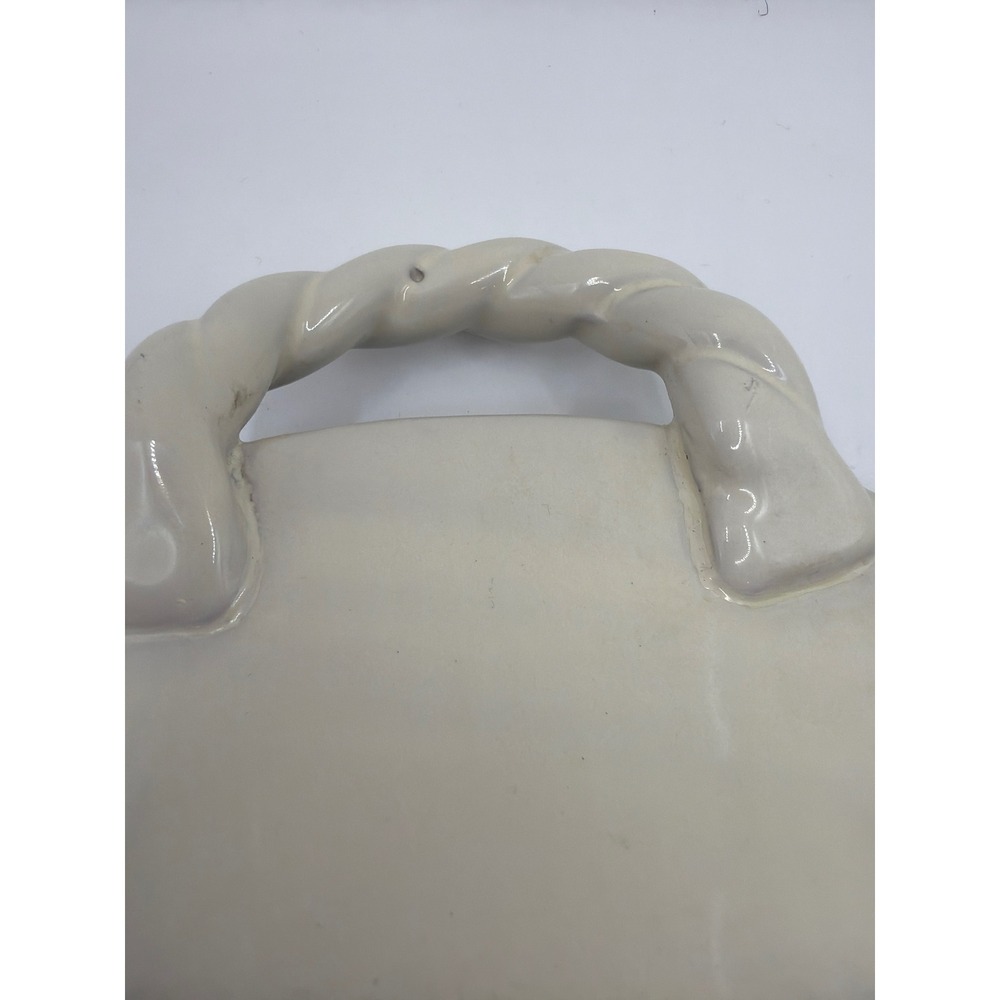 Target Home Terracotta Oval Serving Platter White Brown Oak Leaf Rope Handles - Picture 9 of 9